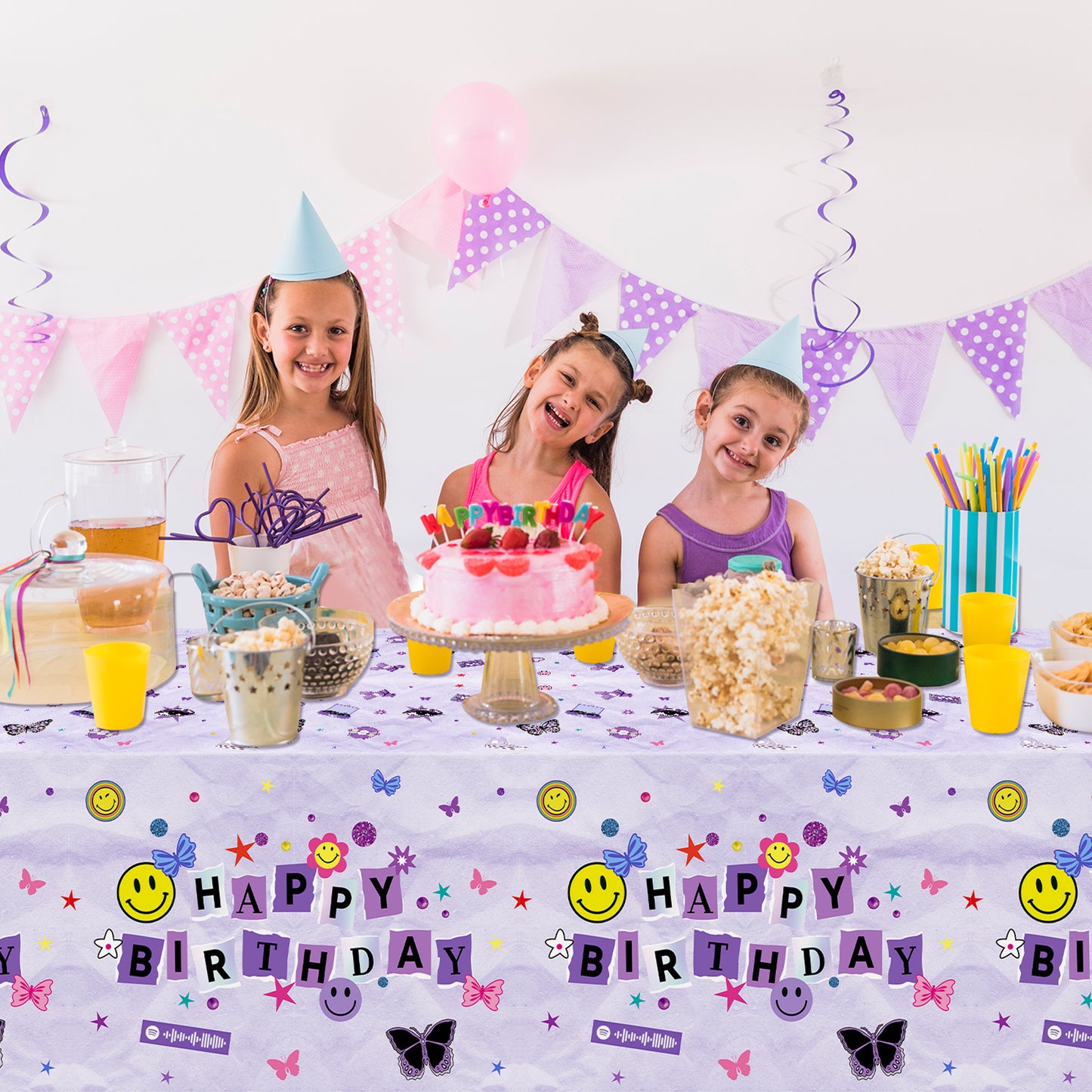 BHronony Music Tablecloth Covers Decorations - 3pcs Pop Music Themed Table Cloths, Sing Musical Disposable Plastic Waterproof Rectangular Covers for Girl Music Lover Birthday Party Favors Supplies