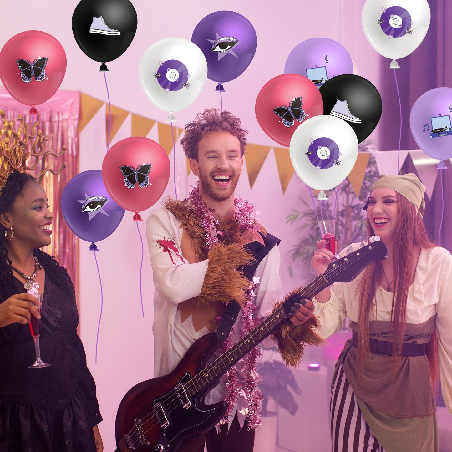 BHronony Pop Music Party Balloons - 50pcs Popular Musical Themed Latex Balloon Arch Decorations, Music Sing Balloon Bulk for Women Girls Birthday Disco Karaoke Concert Party Decor Supplies (12 inch)